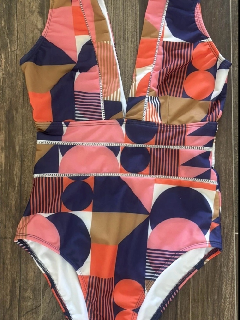 Averie Maeve Deep Plunge One-Piece Bathing Suit Womens Size XS